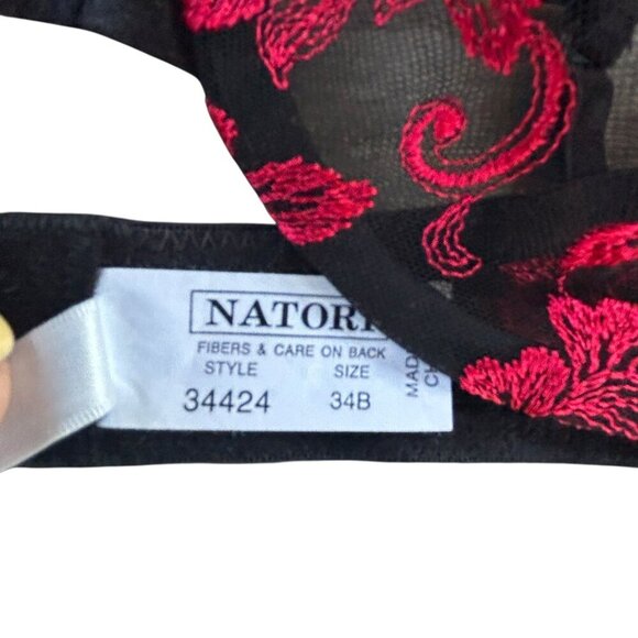 Natori Y2K Black and Red Lace Demi Underwire Bra Size 34B - Picture 5 of 7